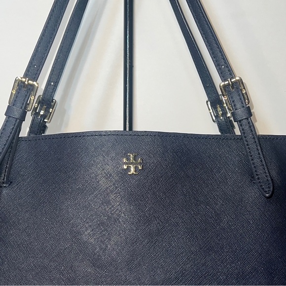 Tory Burch Saffiano Navy Blue Leather Large Tote Bag - Picture 2 of 14
